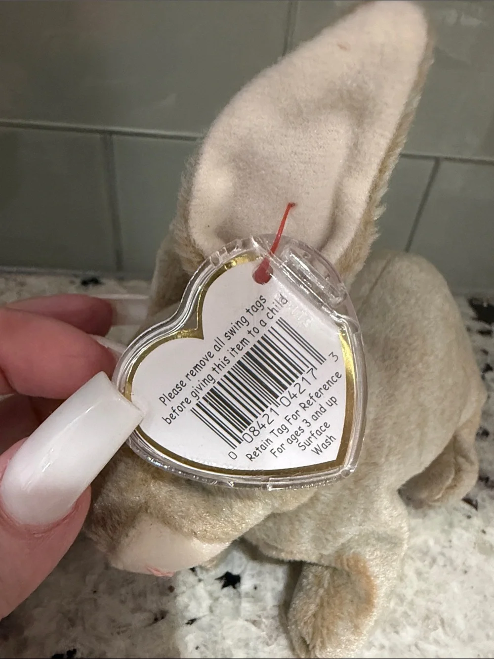 Ty Plush Bunny - Light Brown with Cream Accents Bennie baby